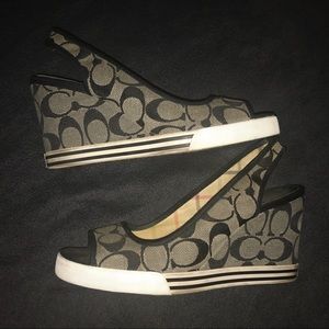 Black Signature C Coach wedges